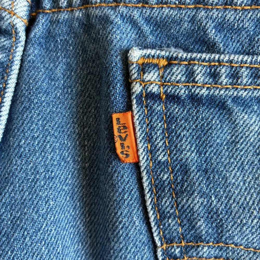 Vintage Levi 517 Mens Orange Tab Bootcut Jeans Blue Denim 33x32 1980s 517-0217
